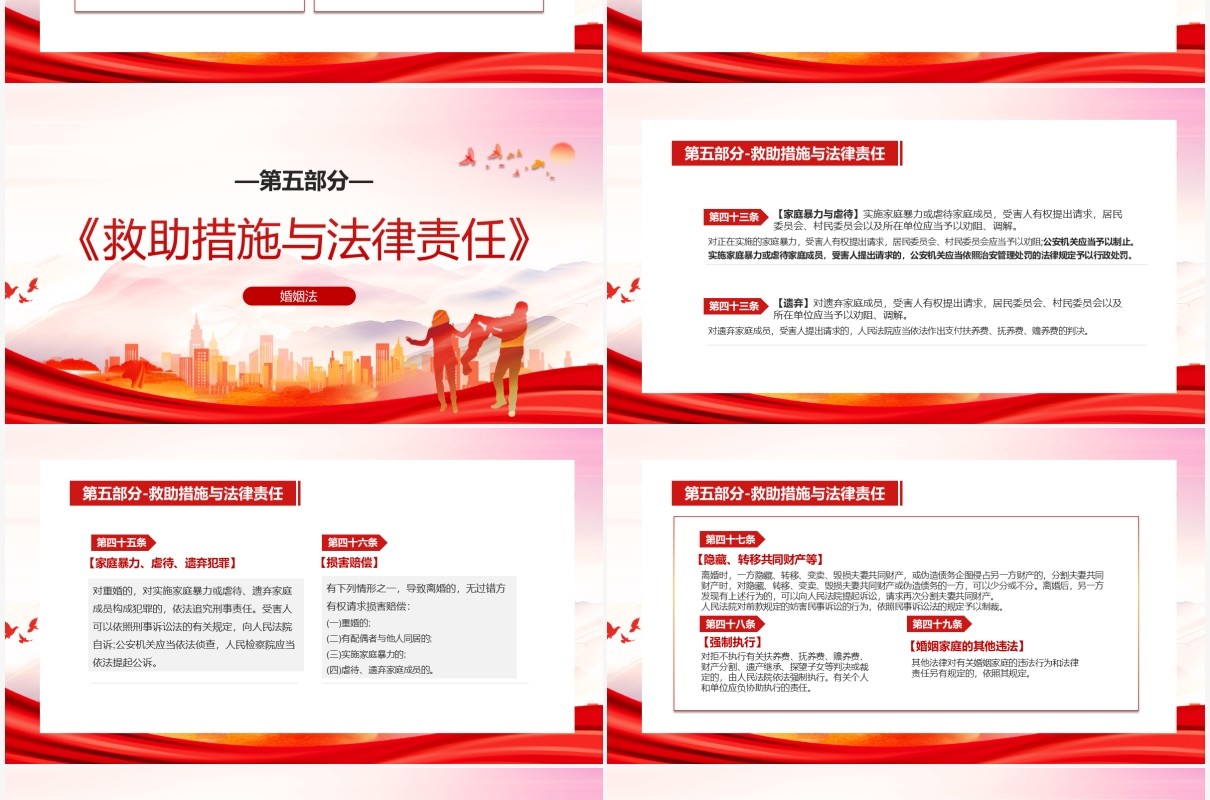 党课红色简约中国人民共和国婚姻法PPT模板