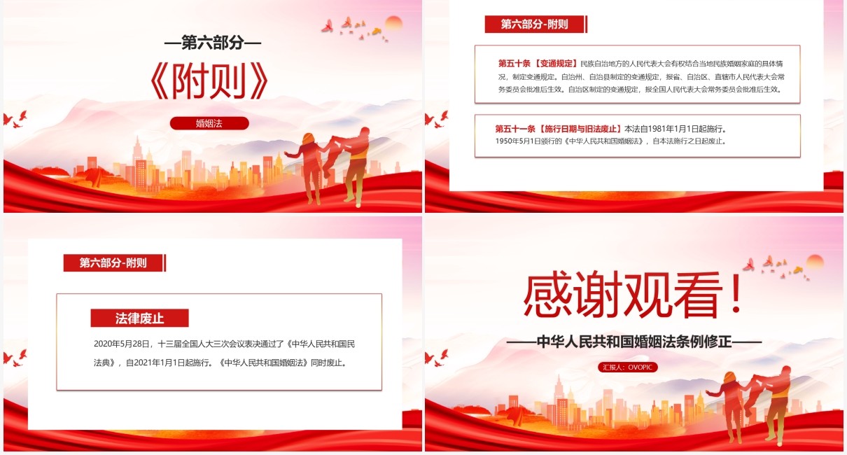 党课红色简约中国人民共和国婚姻法PPT模板