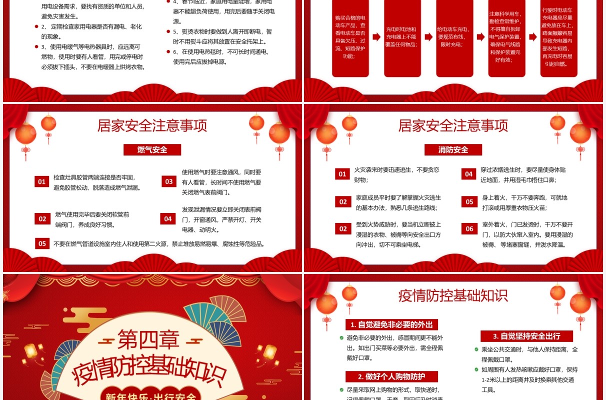 红色中国风春节安全主要事项PPT动态模板