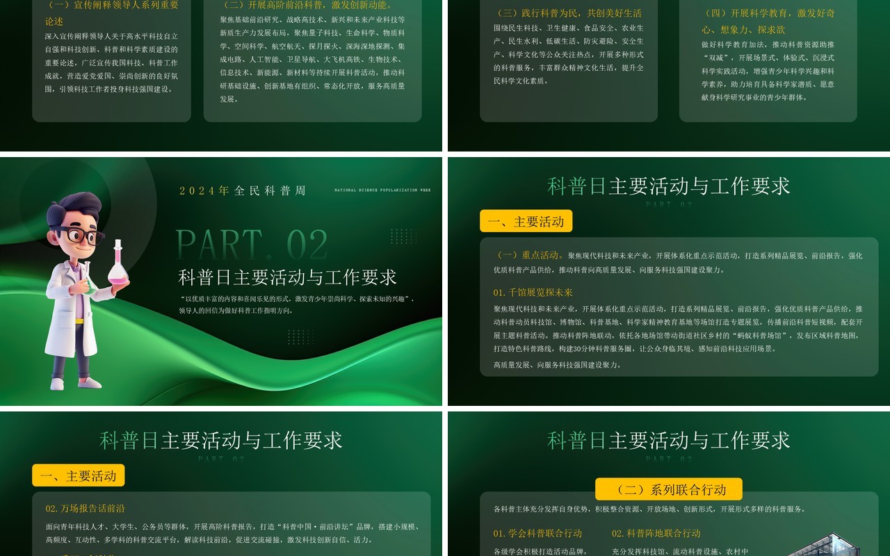 绿色简约风提升全民科学素质科普日PPT模板