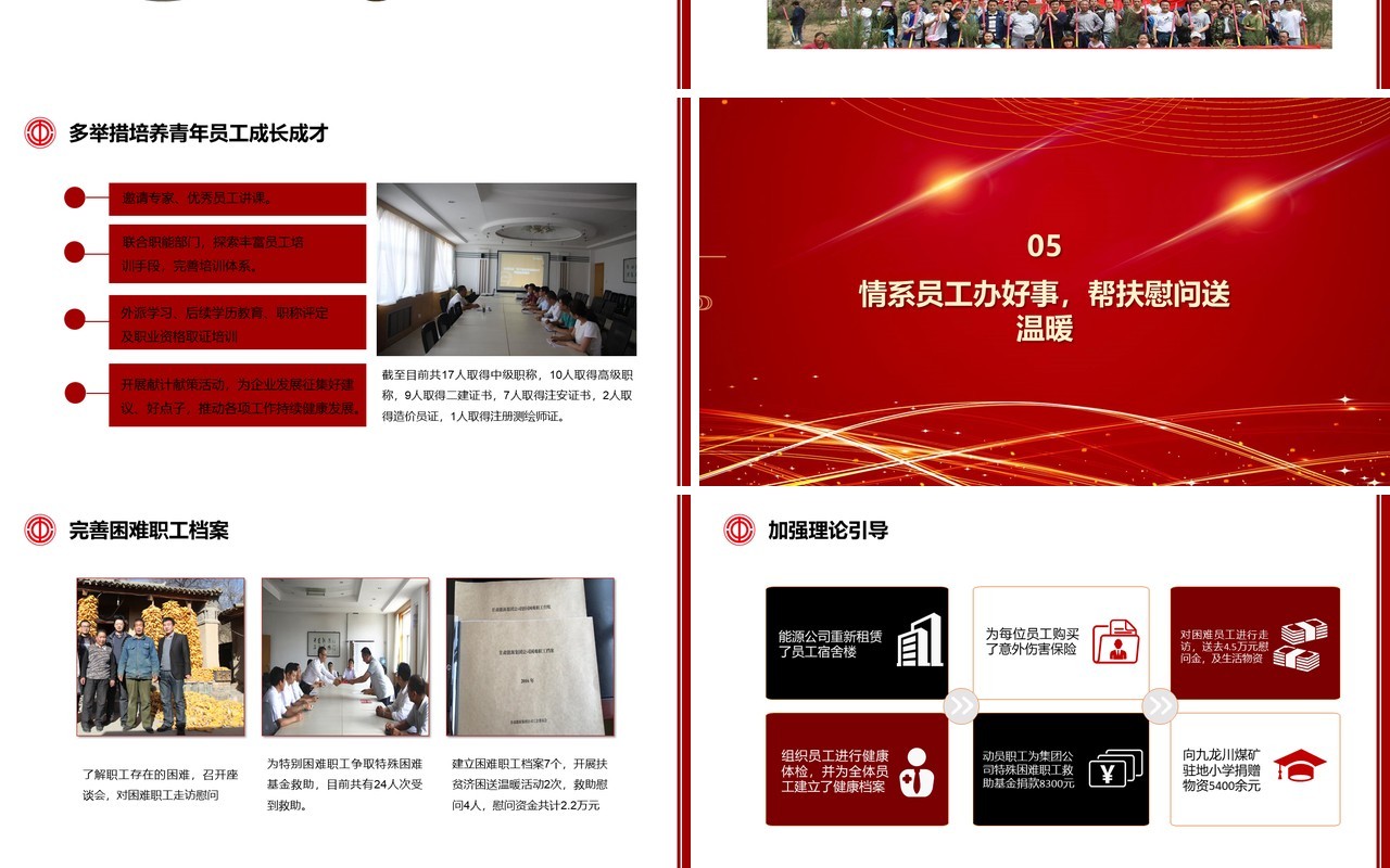 红色工会年终工作总结汇报党政党建PPT模板