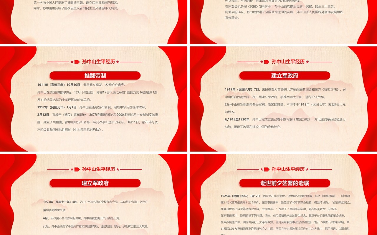 红色简约风孙中山与辛亥革命主题班会PPT模板