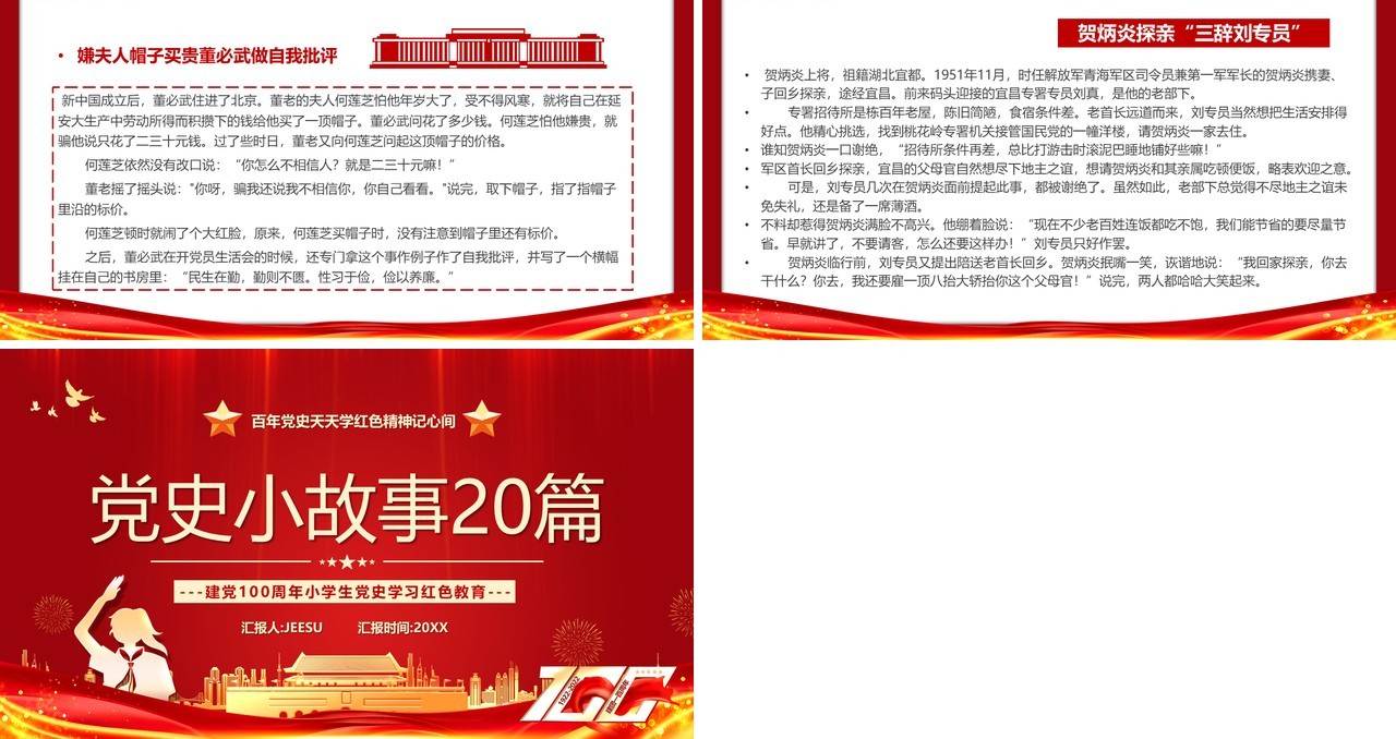 红金党政风党史小故事20篇PPT模板