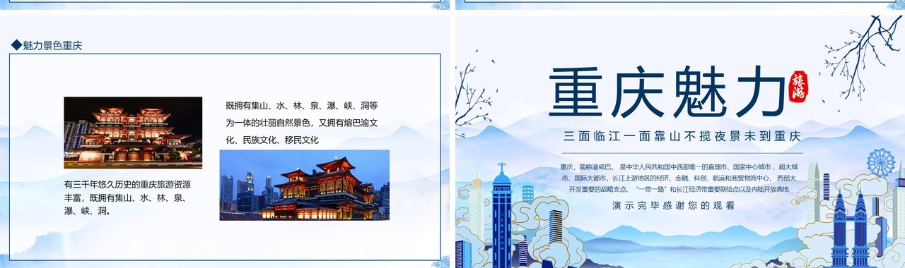 魅力重庆旅游文化宣传介绍动态PPT模板