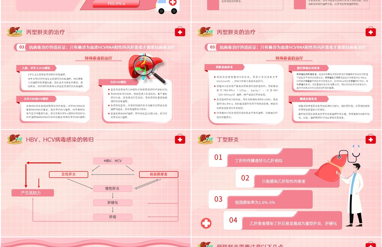 粉色卡通风肝病健康宣教知识PPT模板
