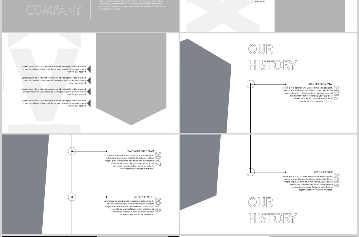 黑白商务图片排版版式设计项目展示计划PPT模板twentysix powerpoint - bluegrey