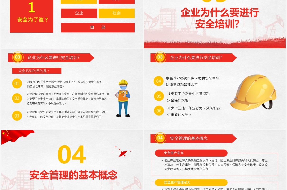 红色党政风员工安全生产培训PPT模板