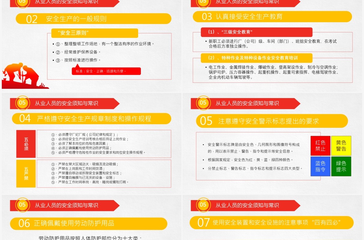 红色党政风员工安全生产培训PPT模板