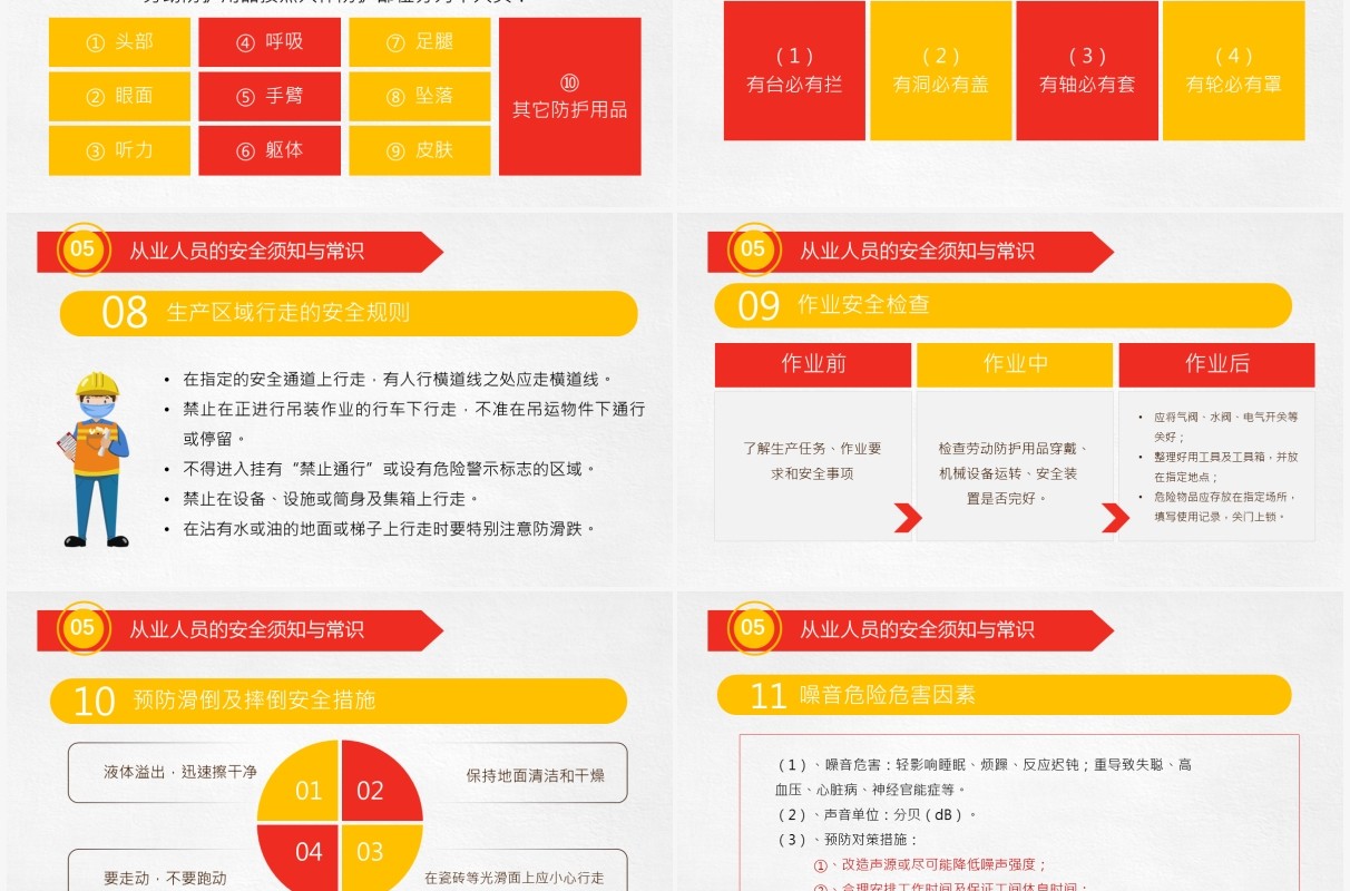 红色党政风员工安全生产培训PPT模板