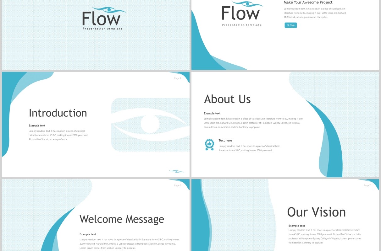 蓝色企业项目产品展示介绍PPT模板flow powerpoint template