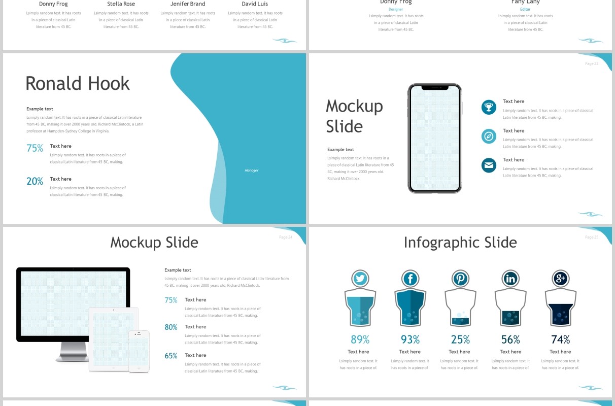 蓝色企业项目产品展示介绍PPT模板flow powerpoint template