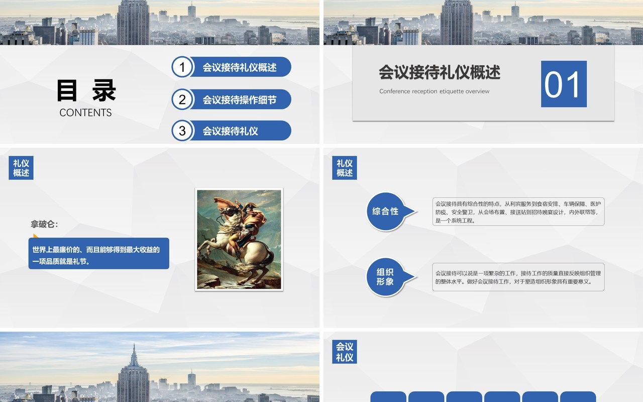 高端商务会议流程接待礼仪培训PPT模板