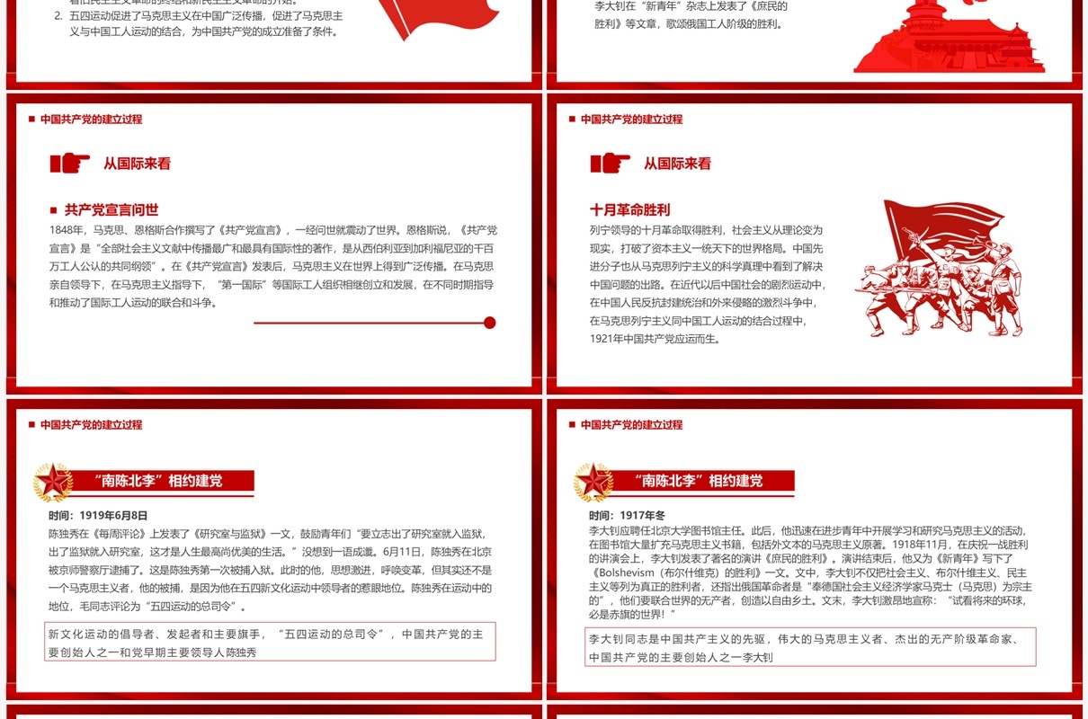 红色党政风感受觉醒年代党支部党史学习专题课件PPT模板