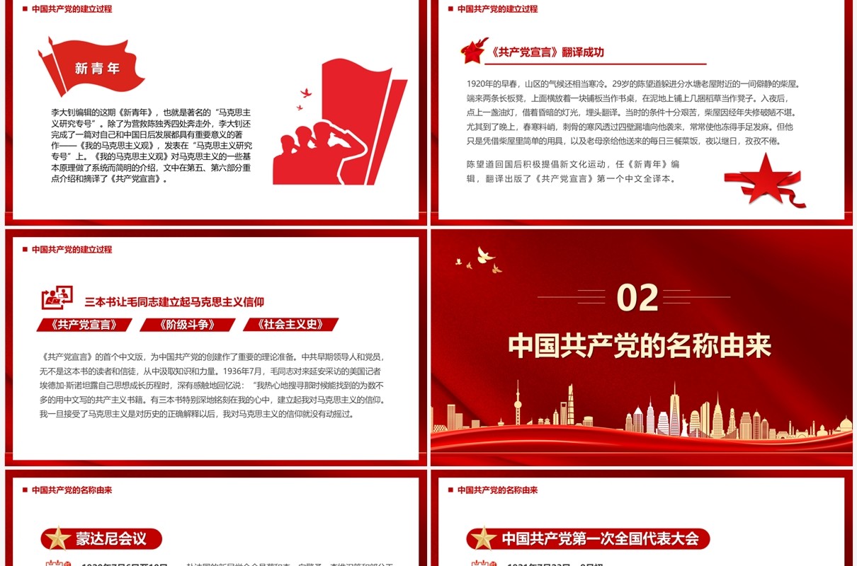 红色党政风感受觉醒年代党支部党史学习专题课件PPT模板