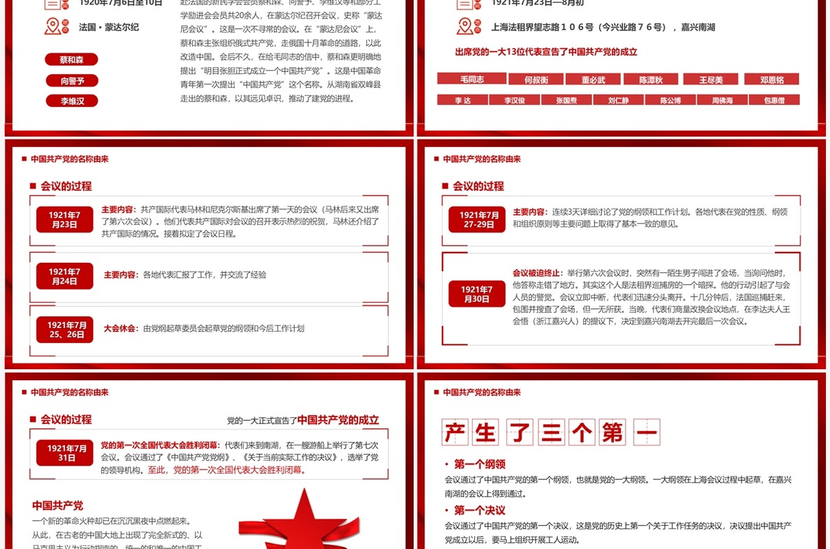 红色党政风感受觉醒年代党支部党史学习专题课件PPT模板