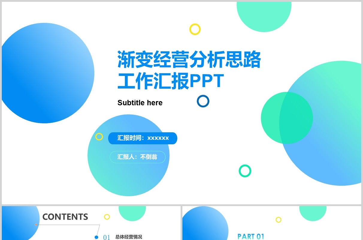 渐变经营分析思路工作汇报PPT模板