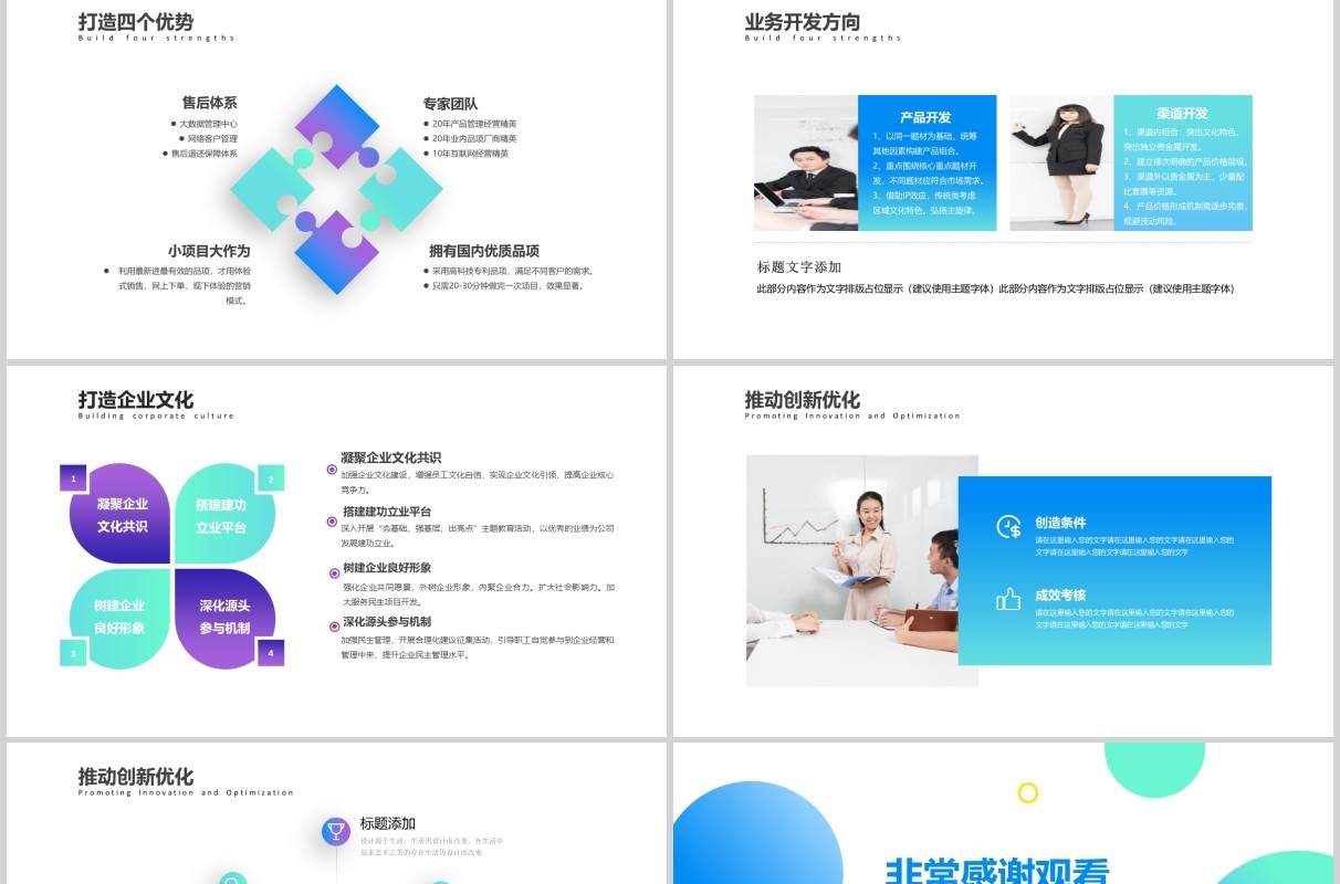 渐变经营分析思路工作汇报PPT模板