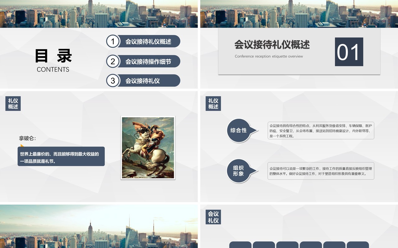 高端商务会议接待礼仪培训服务流程PPT模板