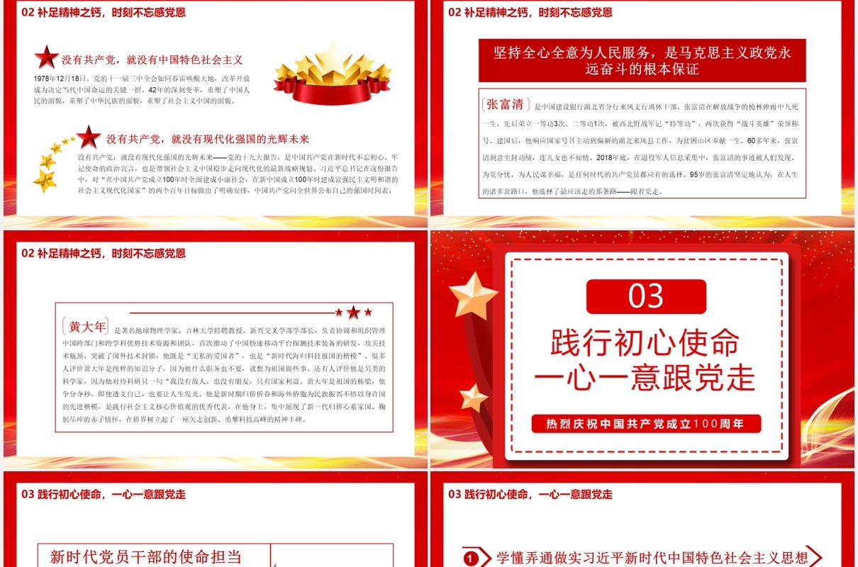 热烈庆祝中国共产党成立100周年知党史感党恩跟党走党建党政通用PPT模板