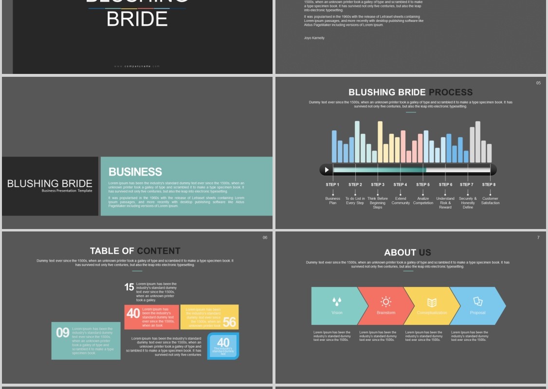 产品介绍公司宣传PPT版式设计模板BLUSHING BRIDE Powerpoint