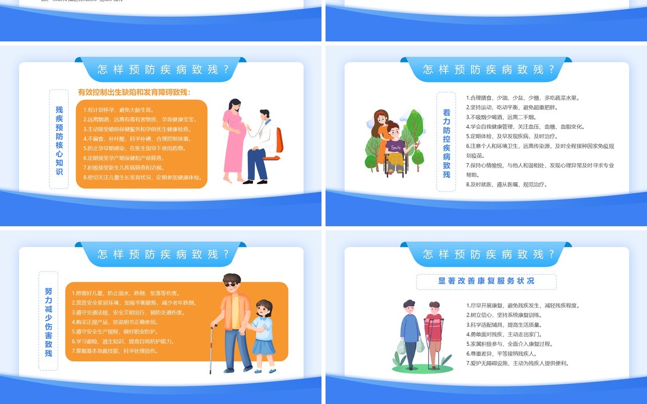 蓝色简约风全国残疾预防日PPT模板