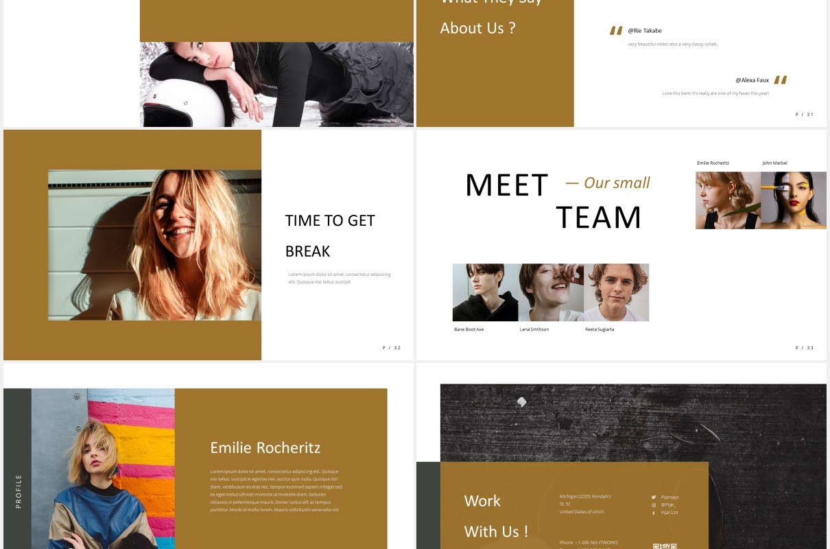 时尚简约图片排版设计摄影集展示PPT模板Gulana Powerpoint