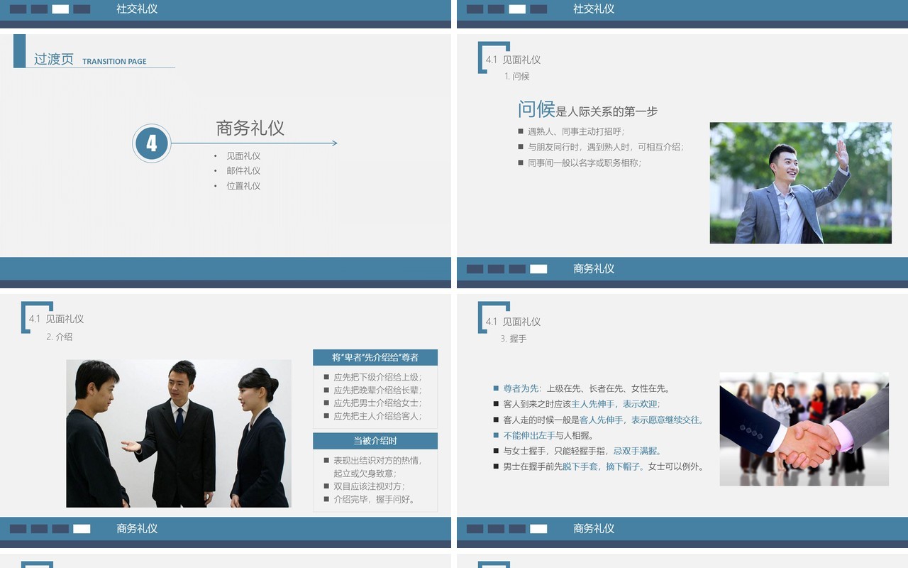 企业员工培训之商务礼仪培训课件PPT模板