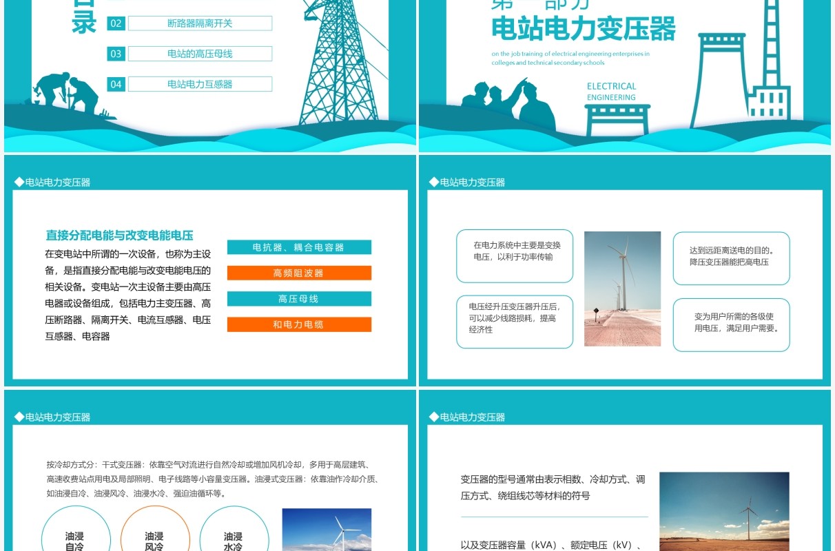 变电站电气主设备大中专院校电气工程专业企业岗位培训动态PPT模板