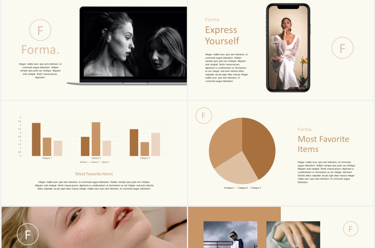 时尚模特展示宣传PPT模板forma modern minimal powerpoint template