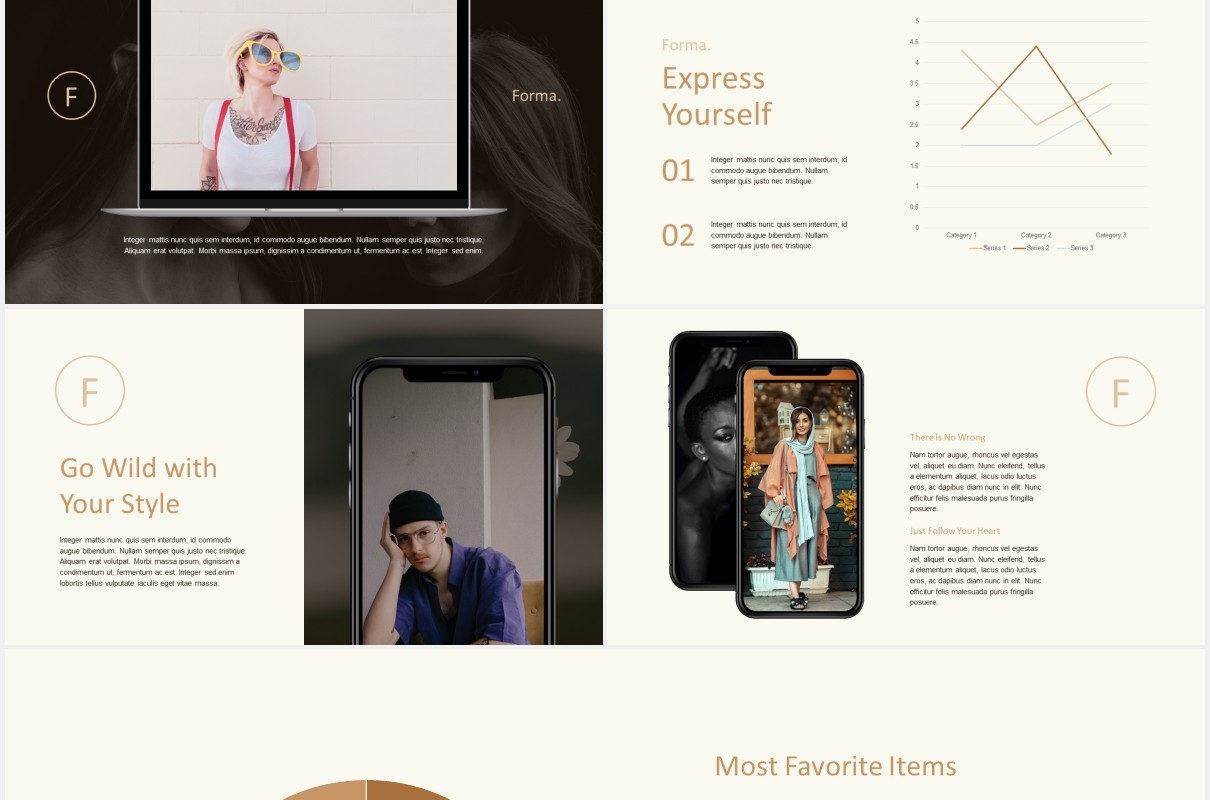 时尚模特展示宣传PPT模板forma modern minimal powerpoint template
