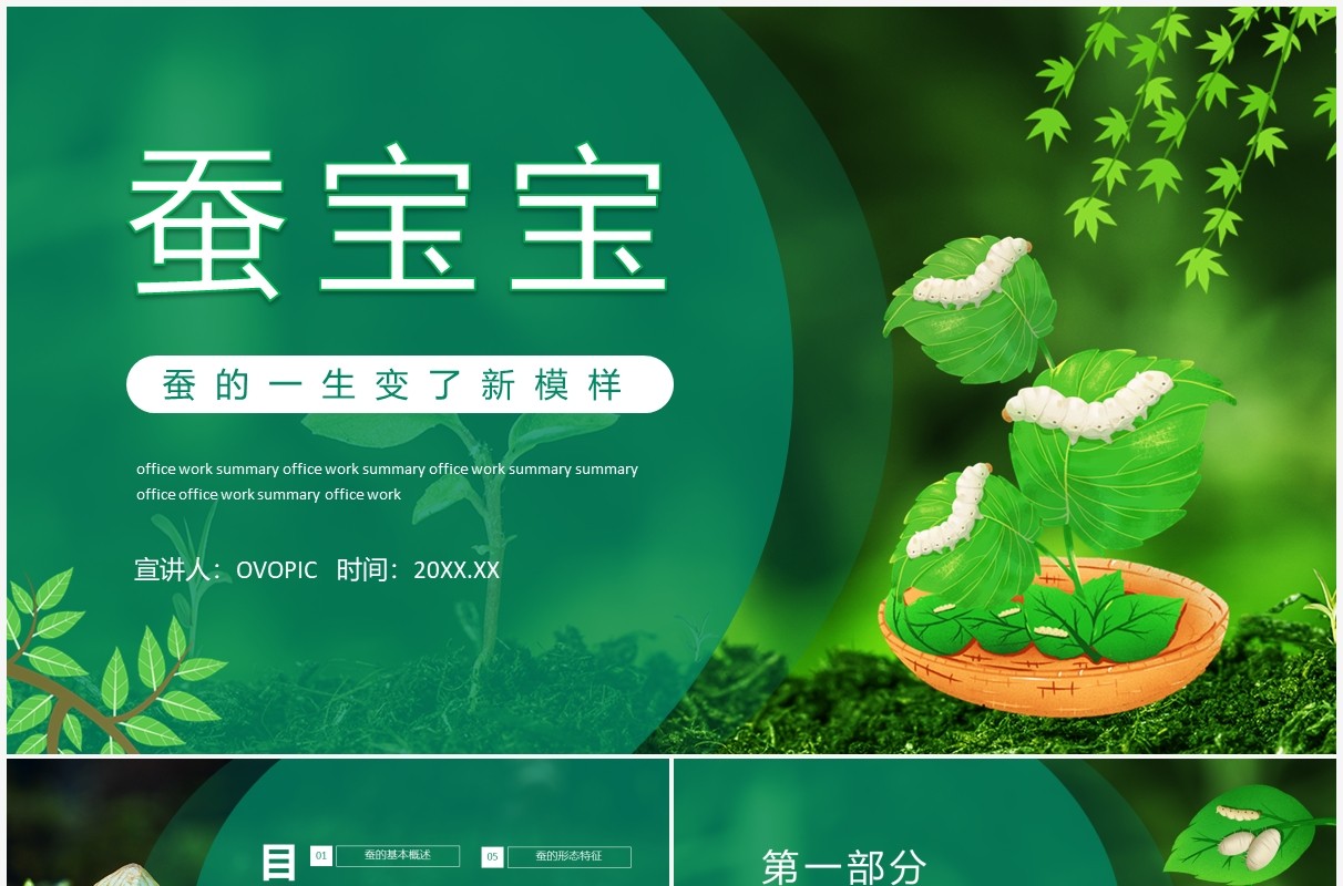 如何饲养蚕宝宝知识介绍动态PPT模板