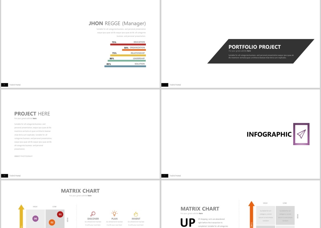 个性高端产品展示公司介绍PPT模板信息图表Twenty Nine - Powerpoint Template