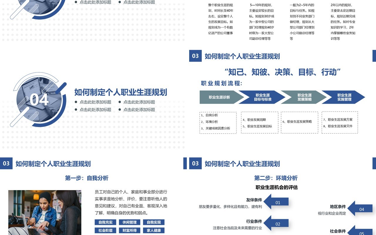 蓝色简约企业员工职业生涯规划公司管理培训PPT模板