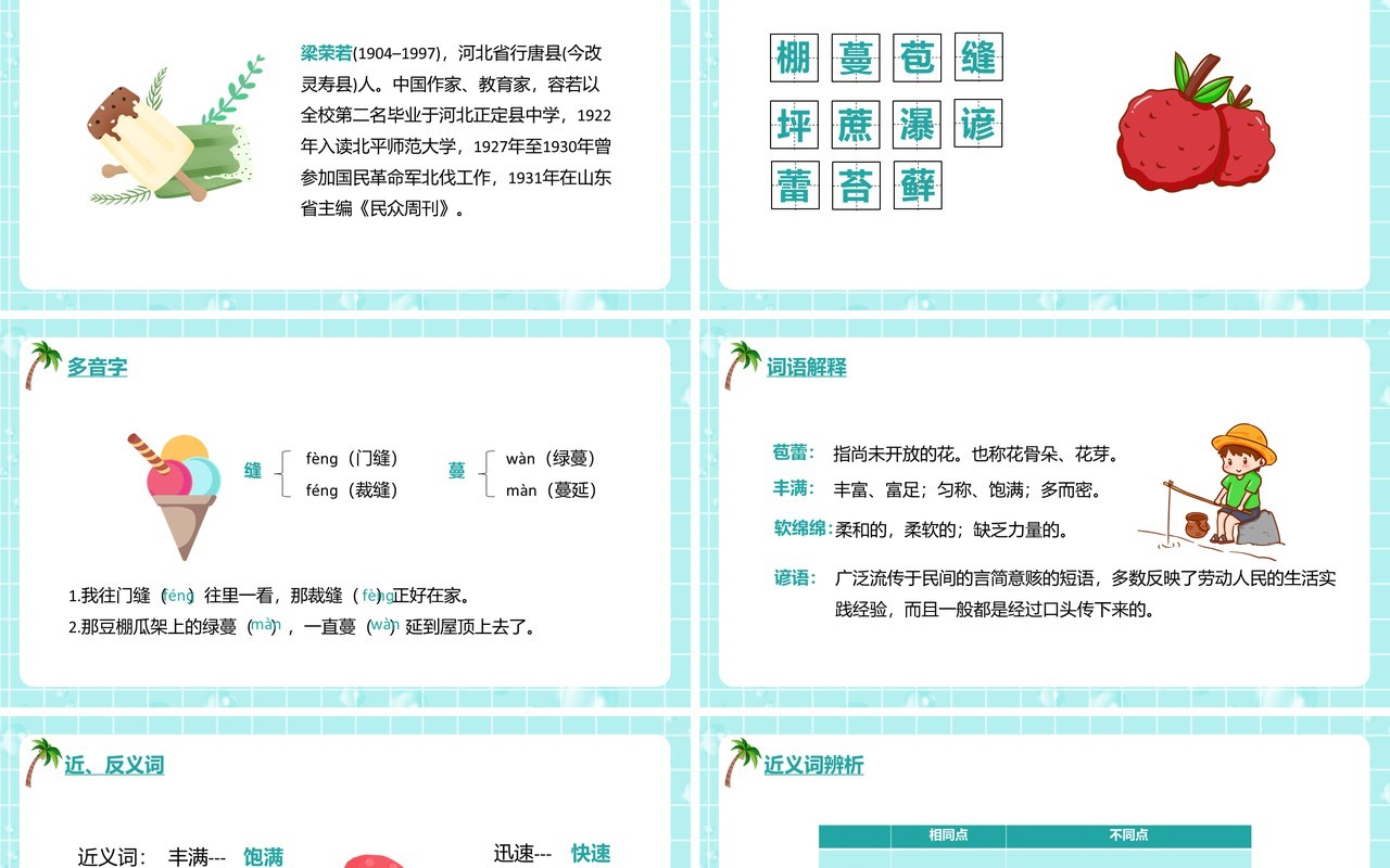 部编版六年级语文上册夏天里的成长课件PPT模板