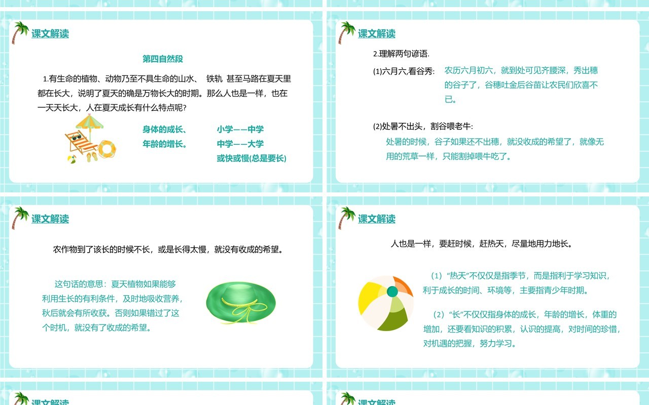 部编版六年级语文上册夏天里的成长课件PPT模板