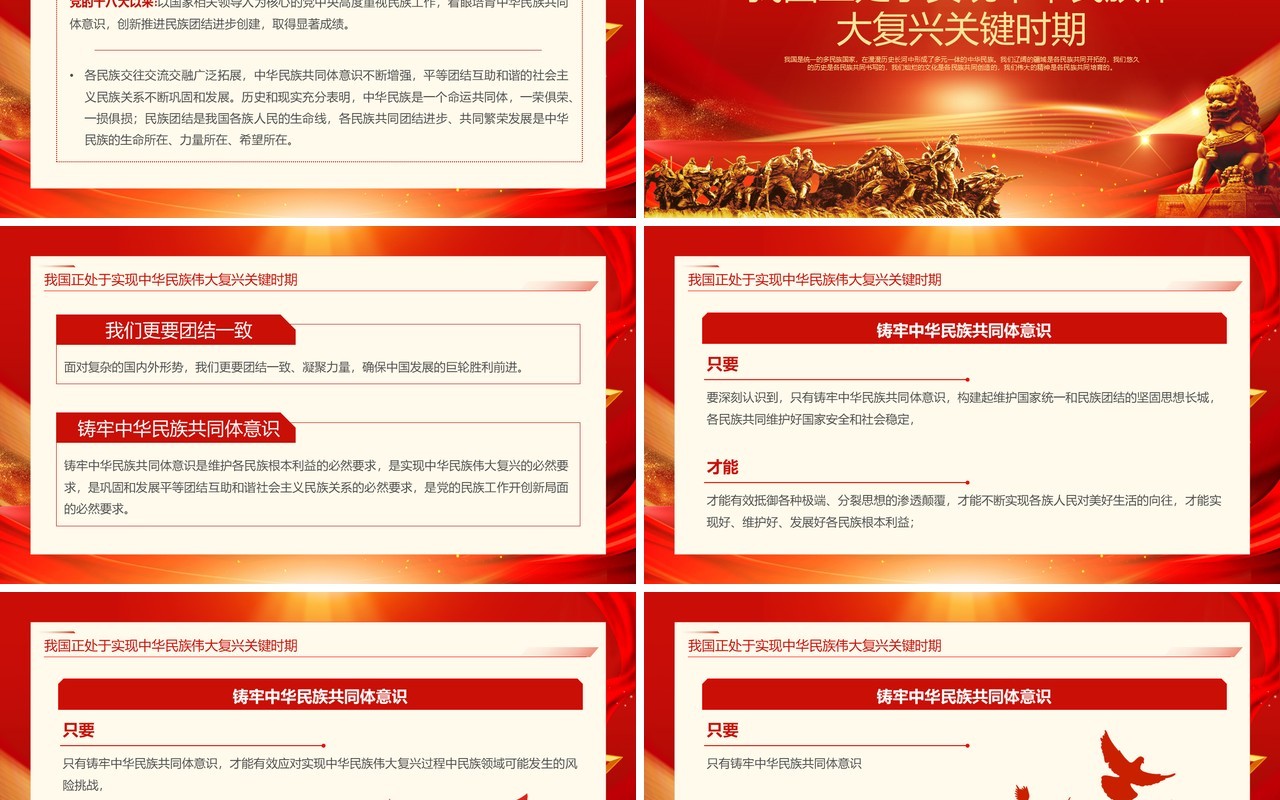 红色党政风铸牢中华民族共同体意识PPT模板
