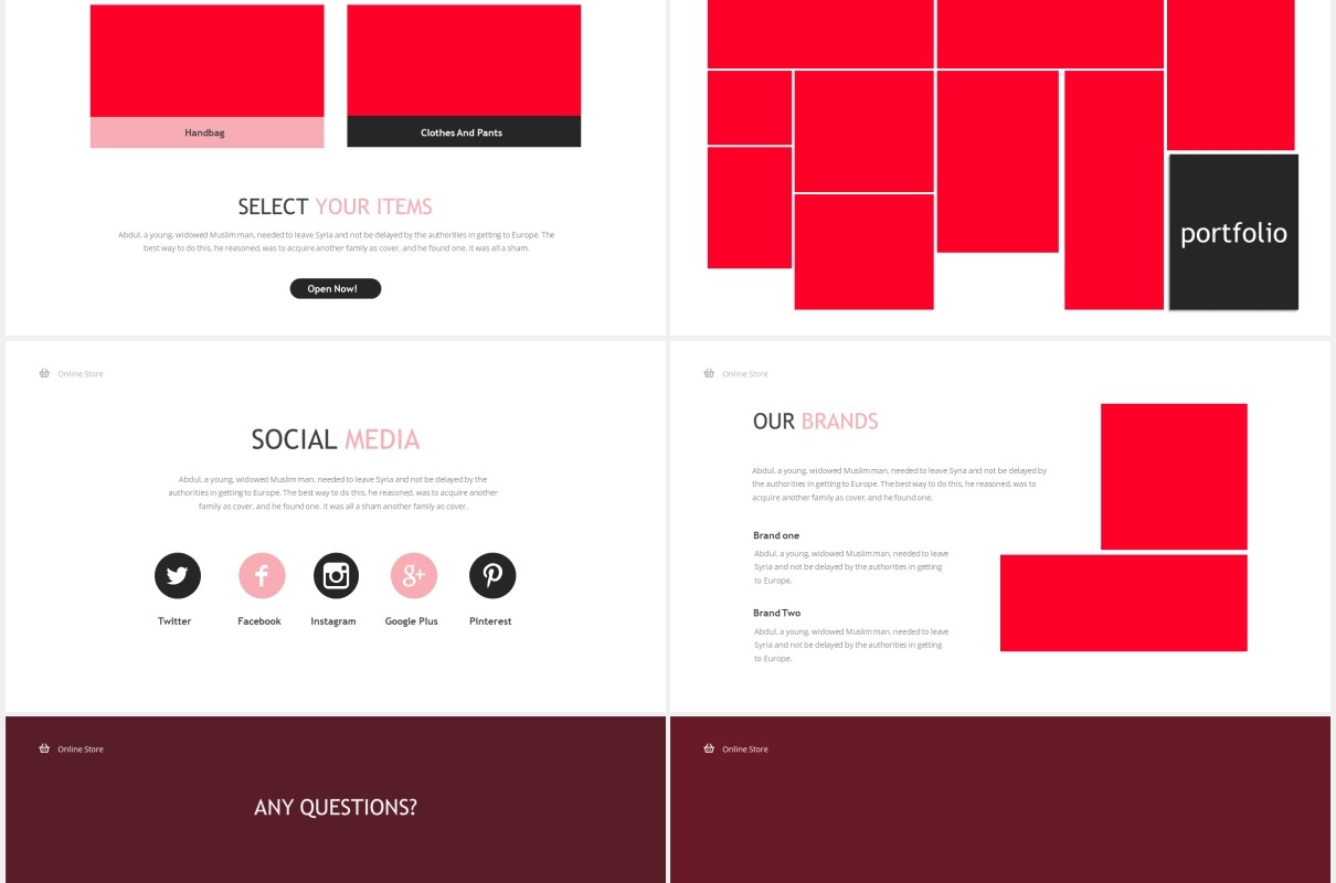 线上商店图片排版设计PPT模板Online Store Powerpoint Template