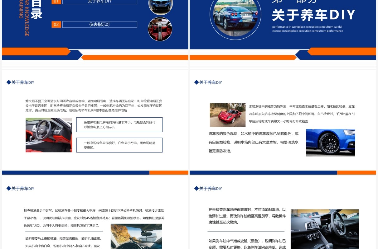 汽车知识培训养车DIY仪表指示灯介绍PPT模板