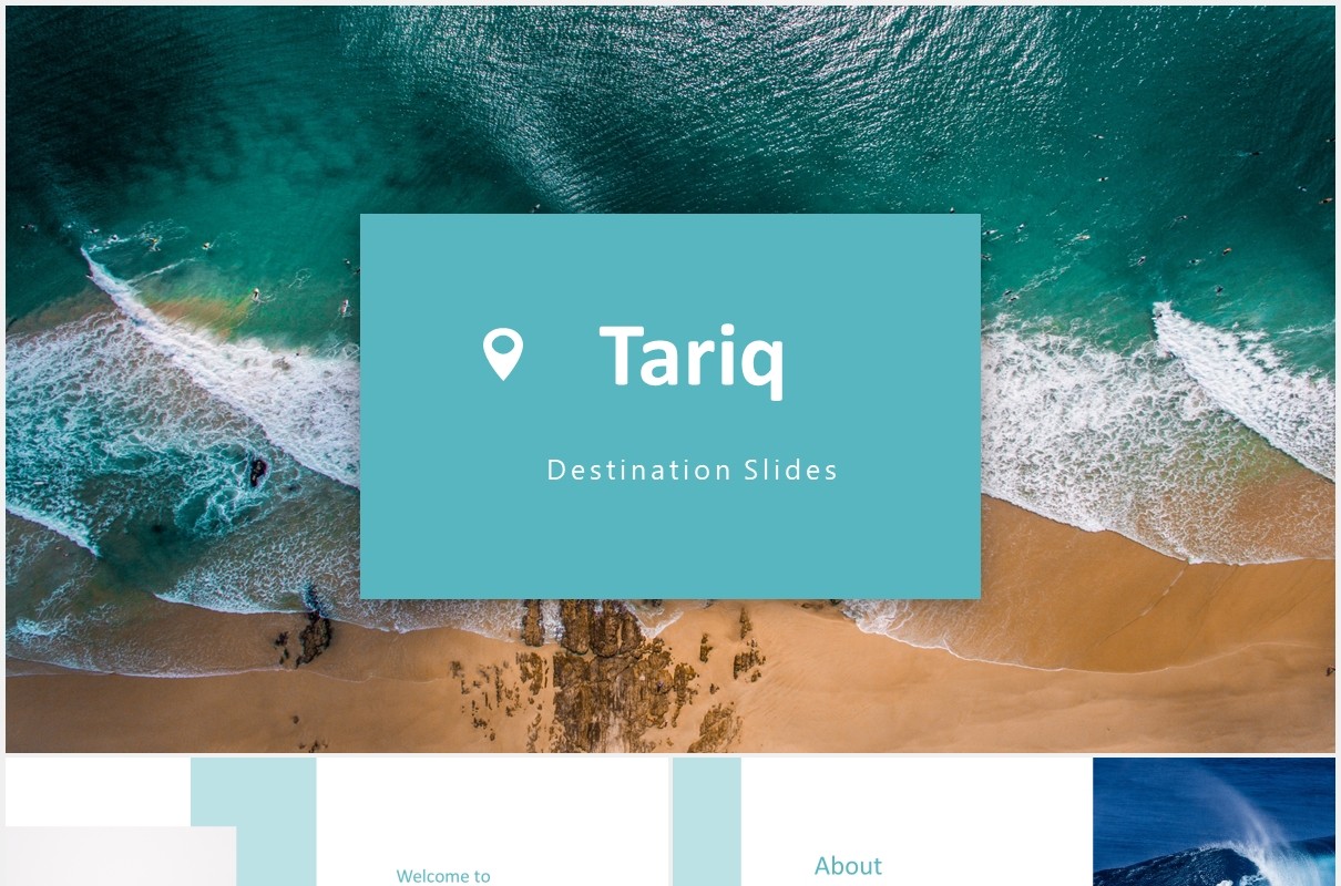 蓝色冲浪国外图片排版PPT模板tariq powerpoint template