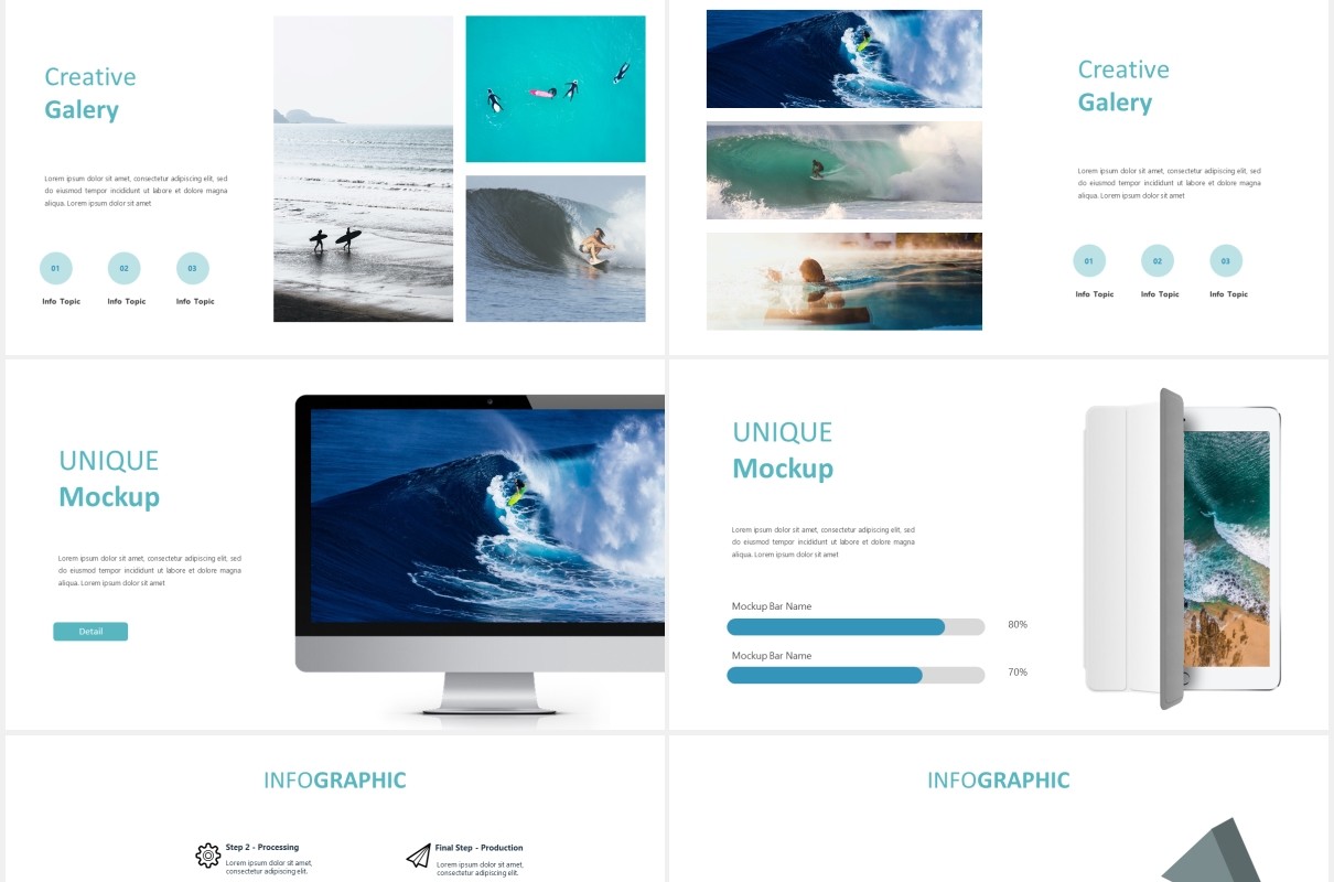 蓝色冲浪国外图片排版PPT模板tariq powerpoint template