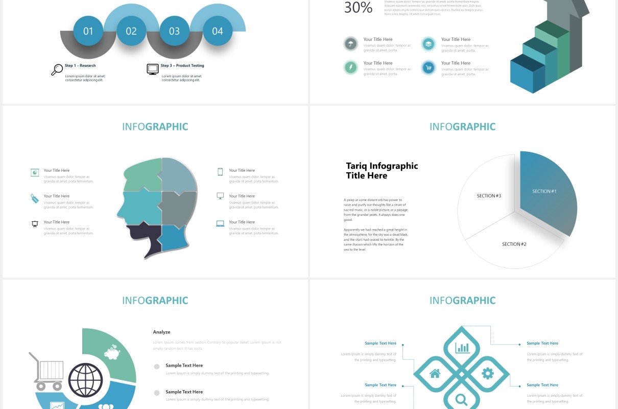 蓝色冲浪国外图片排版PPT模板tariq powerpoint template