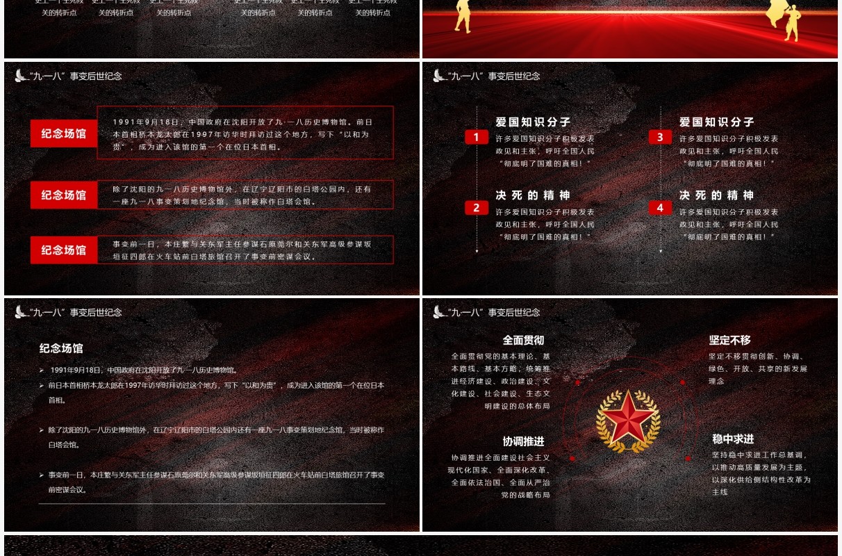 红色党政风纪念九一八历史事件勿忘国耻宣传教育PPT模板(1)