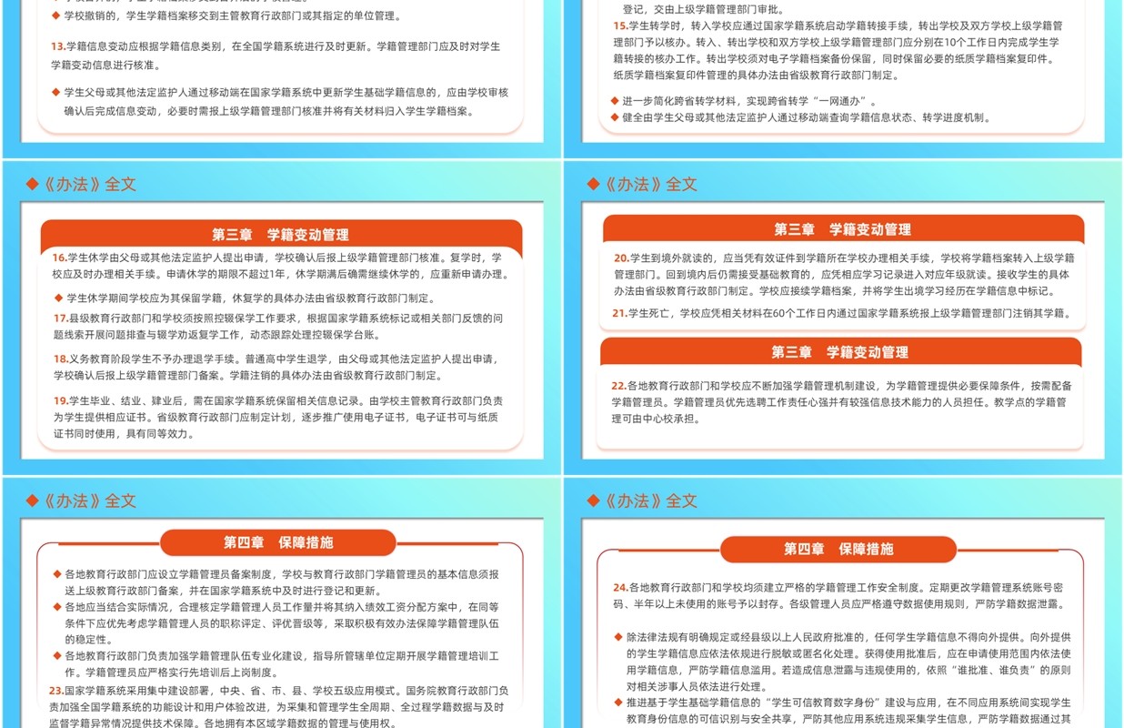 蓝色卡通风中小学生学籍管理办法PPT模板