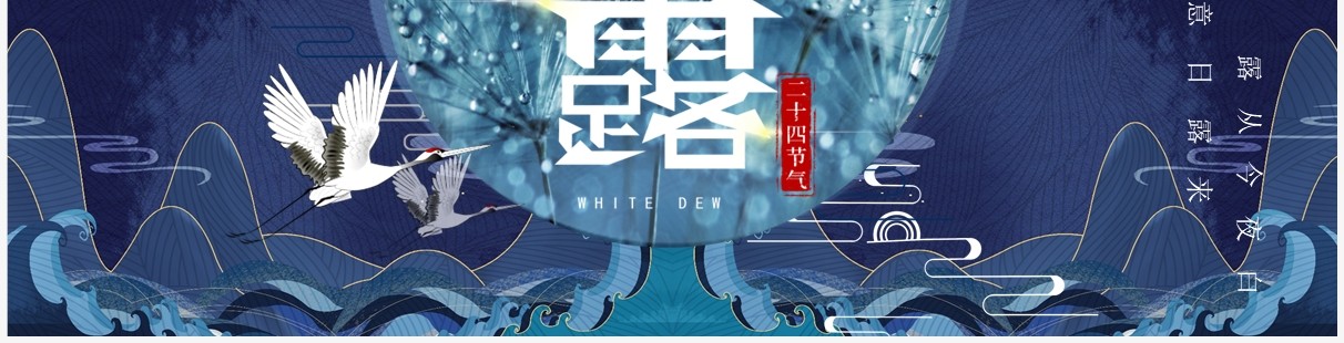 蓝色国潮中国风二十四节气之白露PPT模板