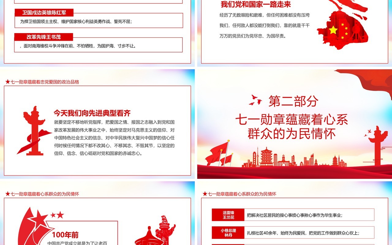 在七一勋章表彰中接受精神礼一次庄重的表彰激励全体党员为党旗增光添彩动态PPT模板