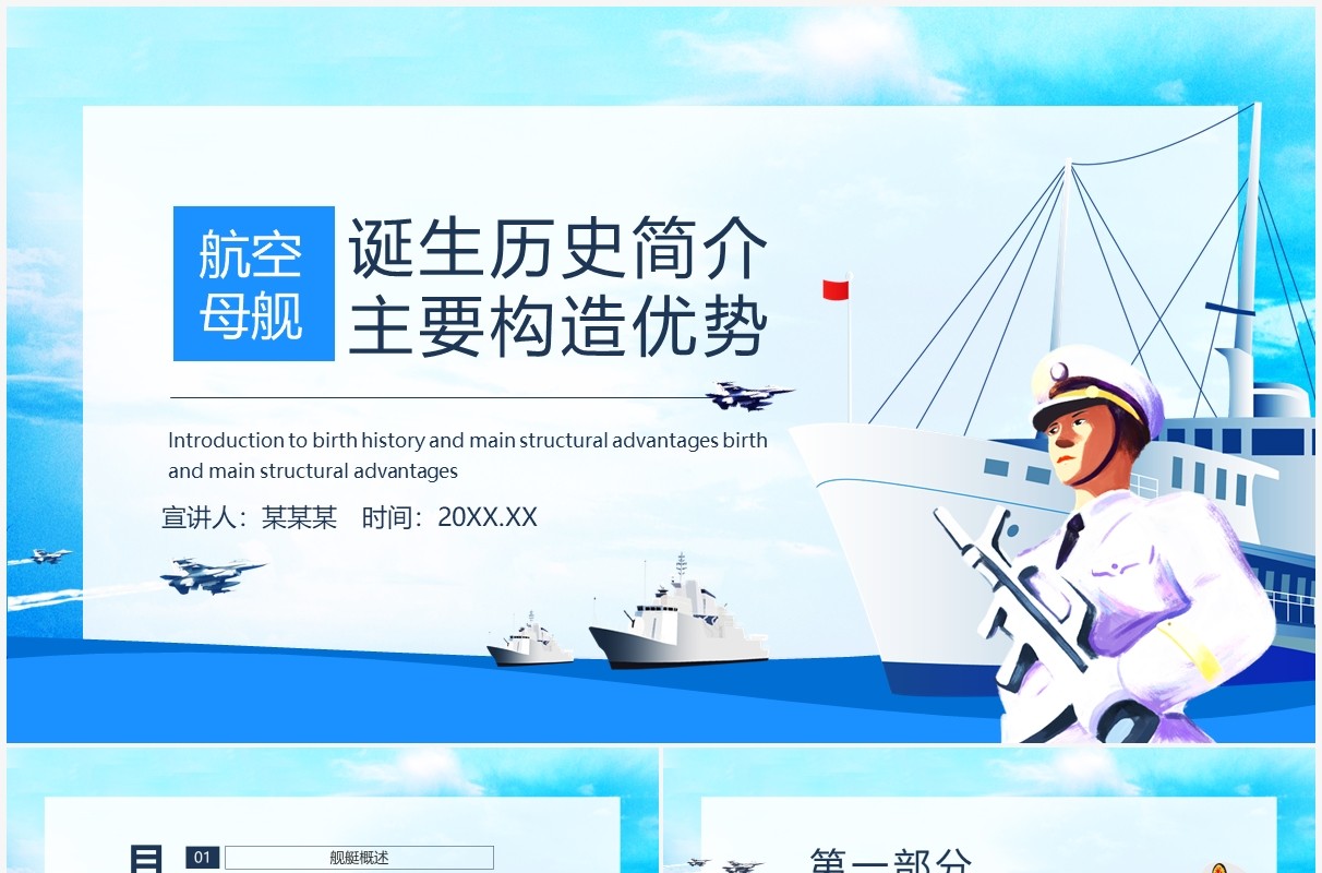 航空母舰诞生历史简介主要构造优势动态PPT模板