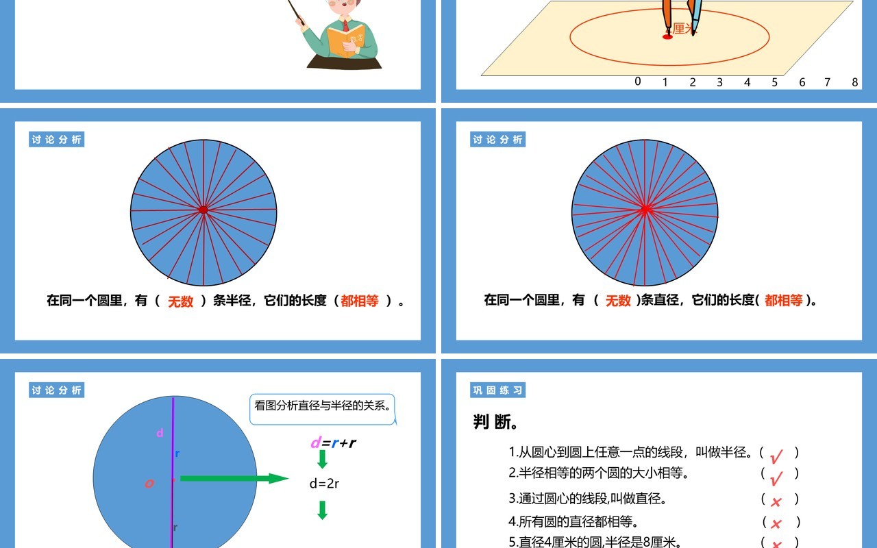 部编版六年级数学上册圆的认识课件PPT模板