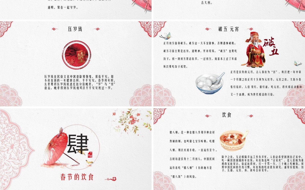 淡雅中国风春节文化习俗介绍PPT模板