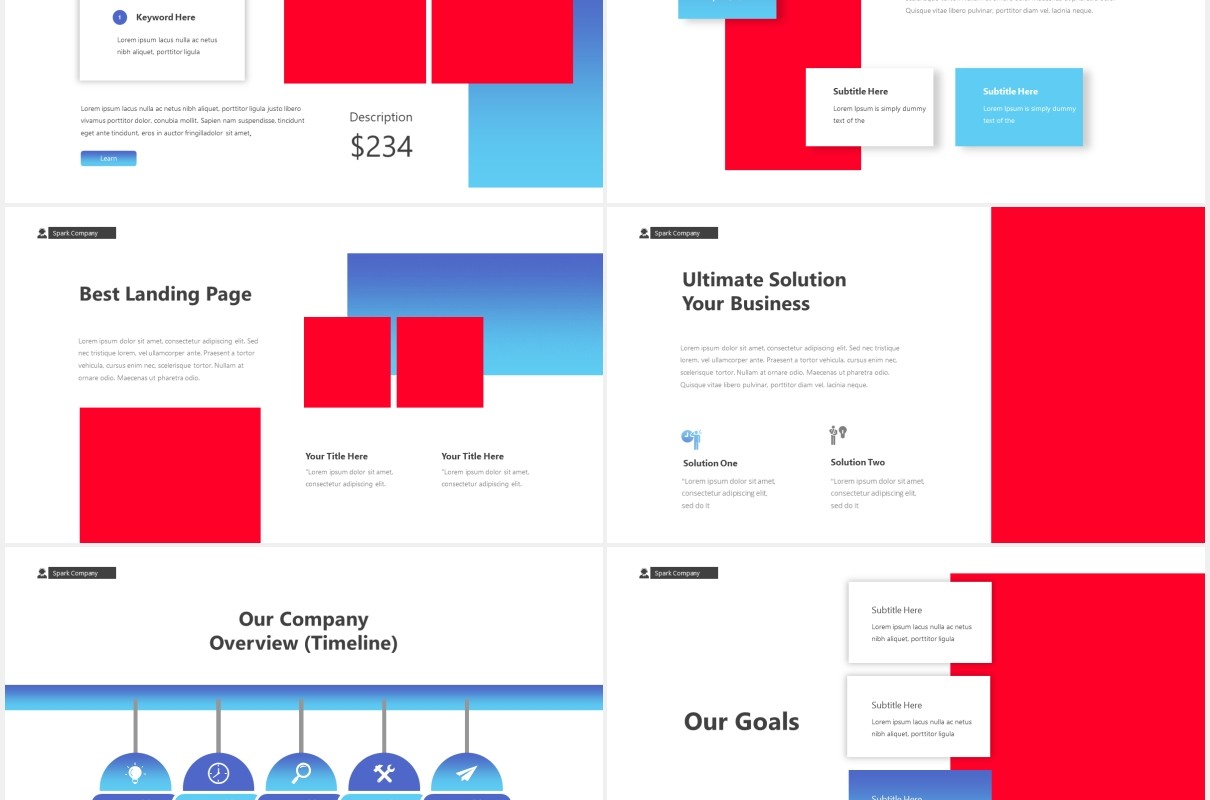 商业项目启动登录PPT图片排版设计素材Startup Landing Page Powerpoint Template