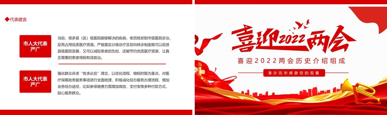 喜迎2022两会历史介绍组成动态PPT模板